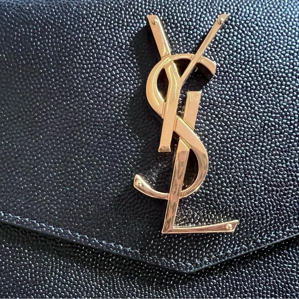 Yves Saint Laurent Black Clutch with Gold Logo - Picture 5 of 11